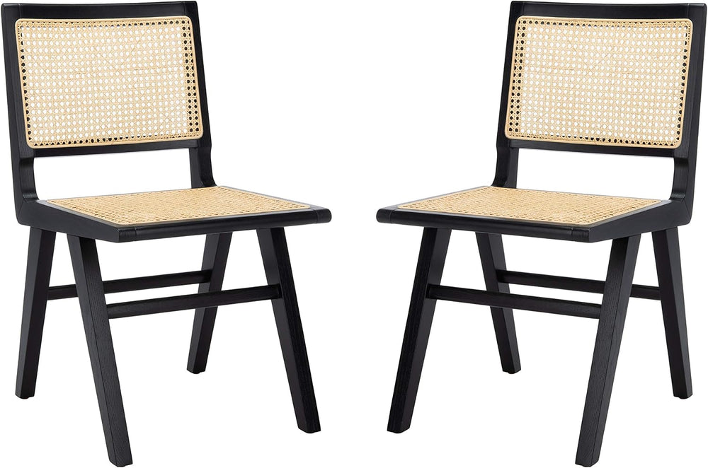 Safavieh Couture Hattie 19-inch Black and Natural Rattan Dining Chair (Set of 2)