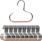 MAWA by Reston Lloyd Scarf, Shawl, Belt, and Accessory Organizer, Non-Toxic Metal Hanger with Grip Coating, Easy Access Open Hook, Model G-1, Space-Saving Design, Set of 40, Latte
