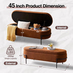 FiveWillowise 45 Inch Sherpa Storage Ottoman Bench,End of Bed Bench | Upholstered Boucle Storage Bench with Storage,Metal Stand and Hinges,Oval Ottomans for Living Room,Bedroom,Brown