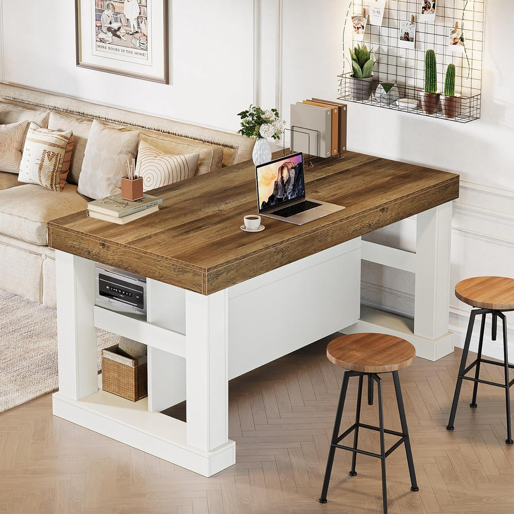 Tribesigns 55" Kitchen Island with Seating and Storage, 3-Tier, Modern |...