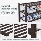 Smiry Shoe Rack, 2 Tier Thick Bamboo Shoe Organizer, Stackable Free Standing Wooden Shoe Storage Shelf for Closet, Entryway, Front Door Entrance, Brown