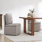 Upholstered Dining Chairs with Casters, Modern Dining Room Chairs Set of 2 with Hidden Storage & 4 Wheels, Single Sofa Chair for Kitchen, Reading Room, Waiting Room, Taupe