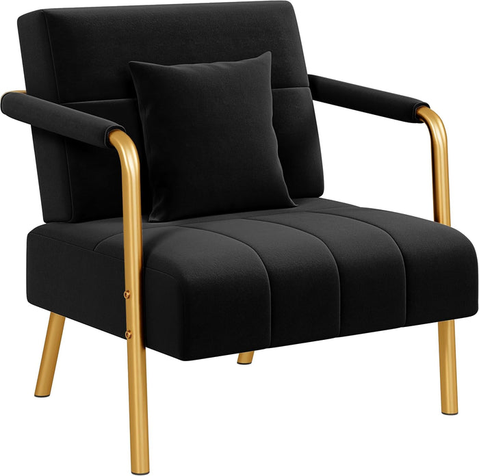 Yaheetech 30" Velvet Sofa Chair Accent Sofa with Gold Metal Leg, Black