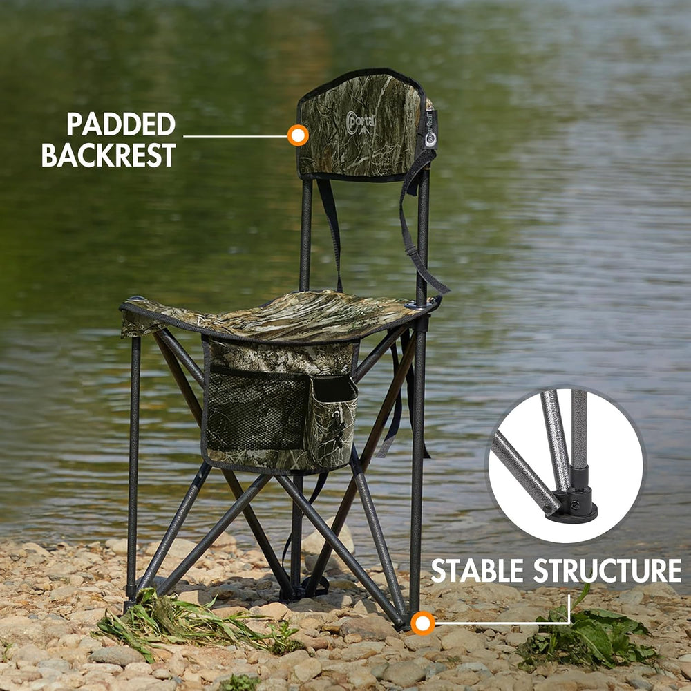 Portal Extra Large Quick Folding Tripod Stool with Backrest Fishing Camping C...