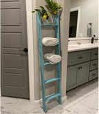 BARNWOODUSA Reclaimed Wood Bookcase Ladder 5 Foot, 5-Foot, Turqouise | Instant Style Upgrade: Elevate your space with a chic, classic blanket storage solution!