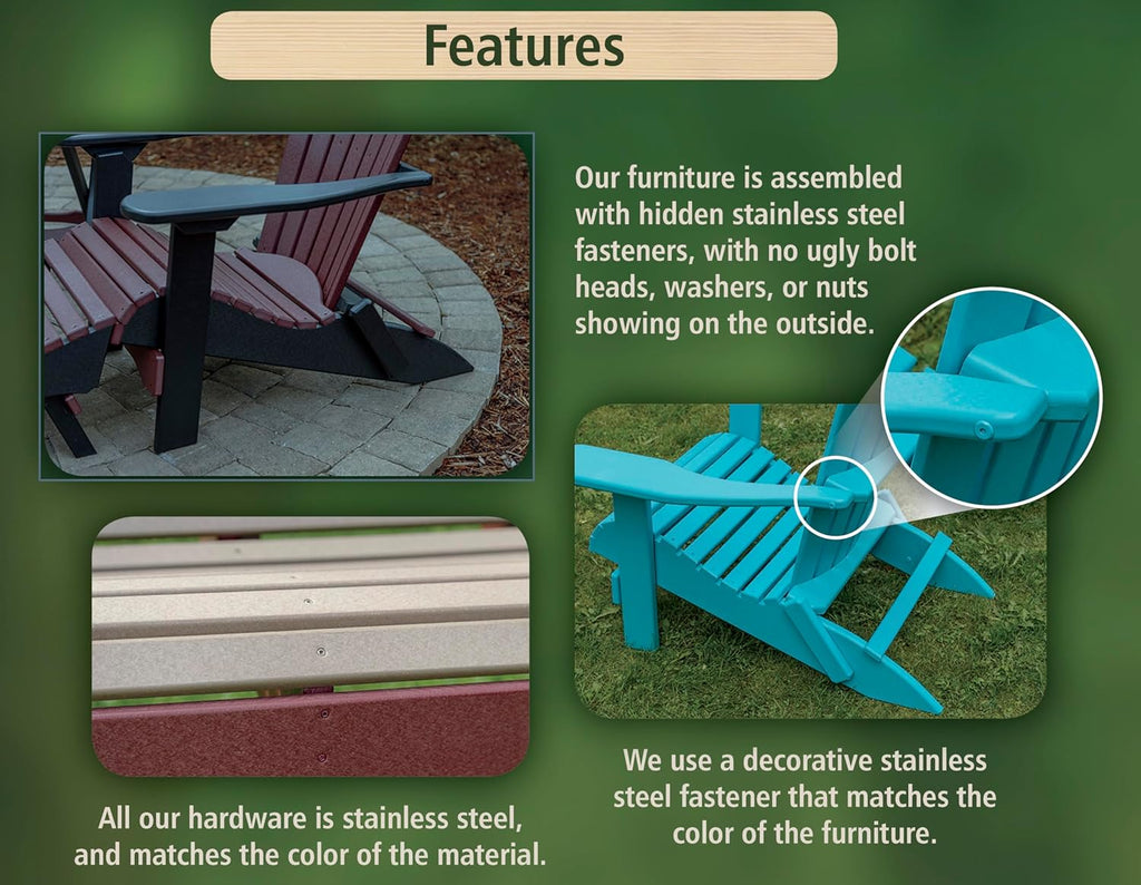 Amish Craftsmanship Made in USA 2FT Heavy Duty Poly Lumber Wood Porch Glider Premium Colors HDPE with No wood fibers Mission English Series design 500 lbs Limit With Cupholders Solid-Red