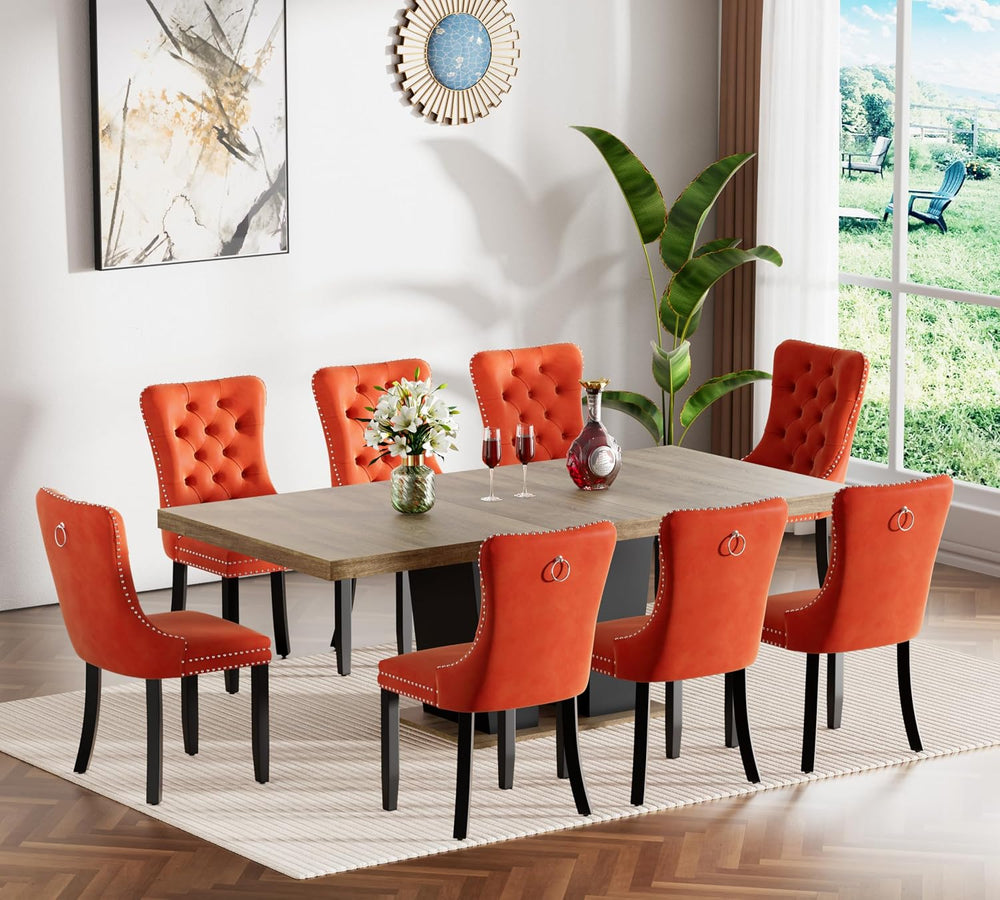 63"-79" Extendable Dining Room Table Set for 8, Farmhouse Kitchen T...