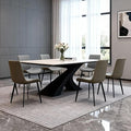 Dining Chairs, Modern PU Leather Dining Room Chair with Sturdy Metal Legs, Upholstered Seat Dinner Chairs Accent Side Chairs for Indoor Kitchen Living Room Restaurant(Light Grey & Dark Grey, Set of 6)