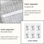 2pcs 3-pockets Large Wall Hanging Organizer Bag, Linen Fabric Door Hanging Storage Baskets with Pockets, Waterproof Bin for Kitchen, Bedroom, Office, RV Camper (Stripe_2pcs)