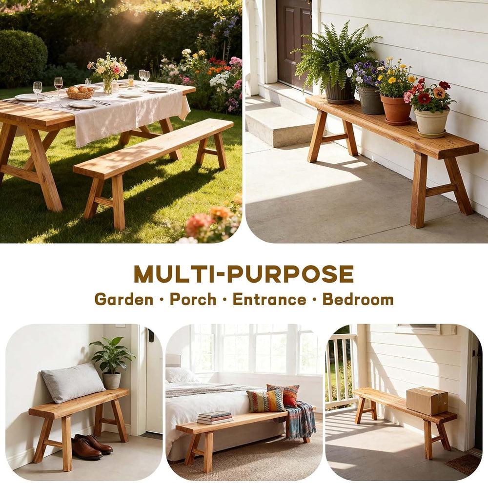 Narrow Entryway Bench Farmhouse Wood End of Bed Bench 20" 32" 39&qu...