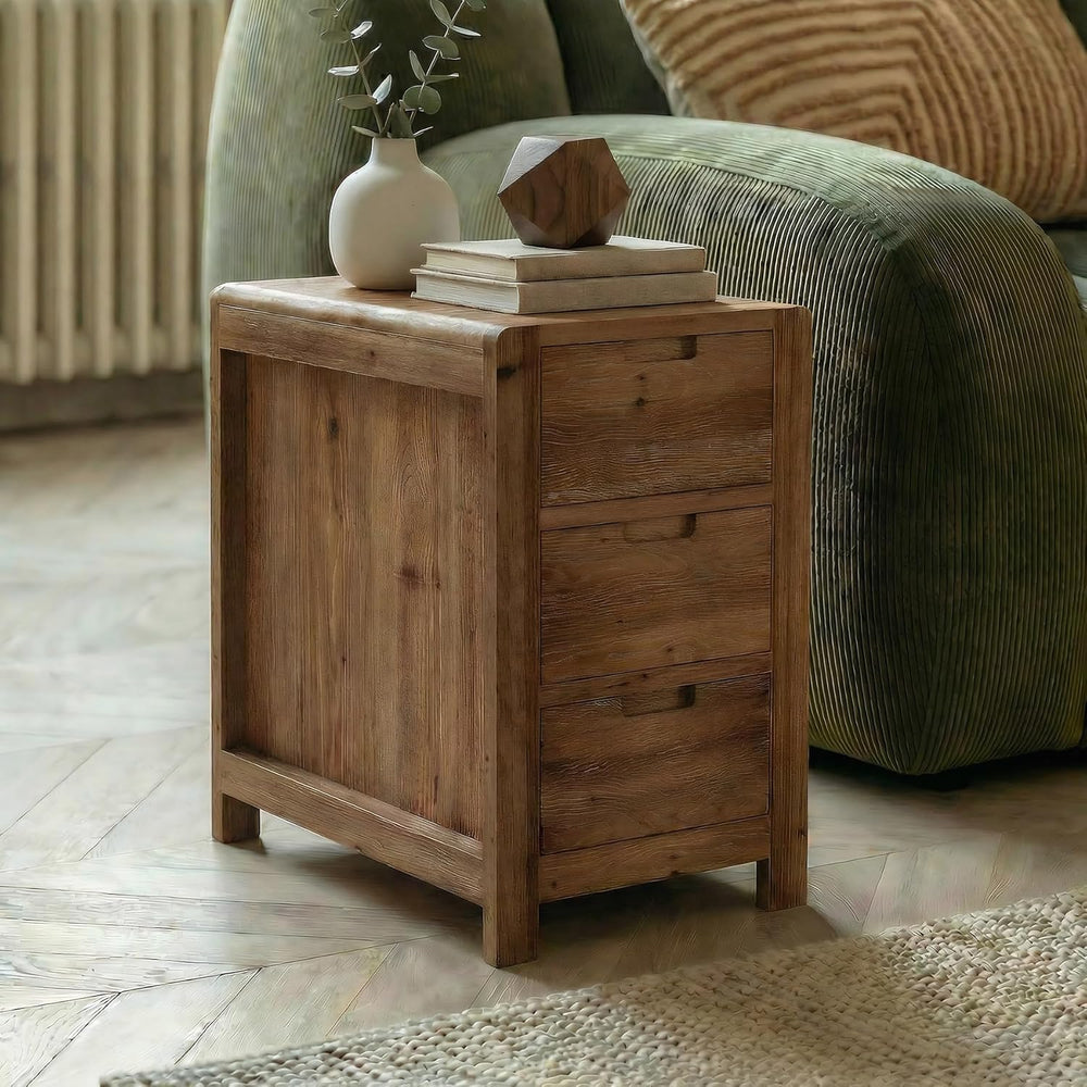 LITTLE TREE 3-Drawer Real Wood End Table, Narrow Side Table with Storage Draw...