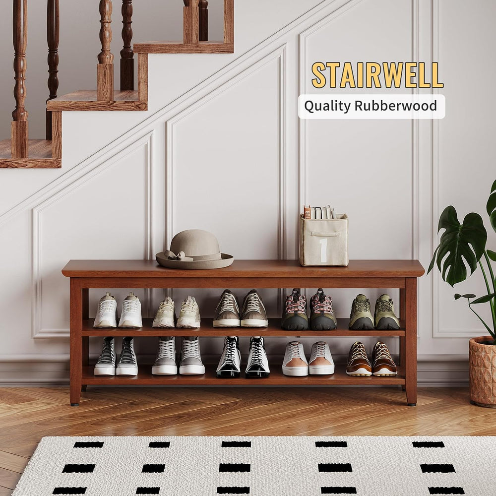 Wood Shoe Bench for Entryway,Bench with Shoe Rack,Storage Shoe Organizer for ...