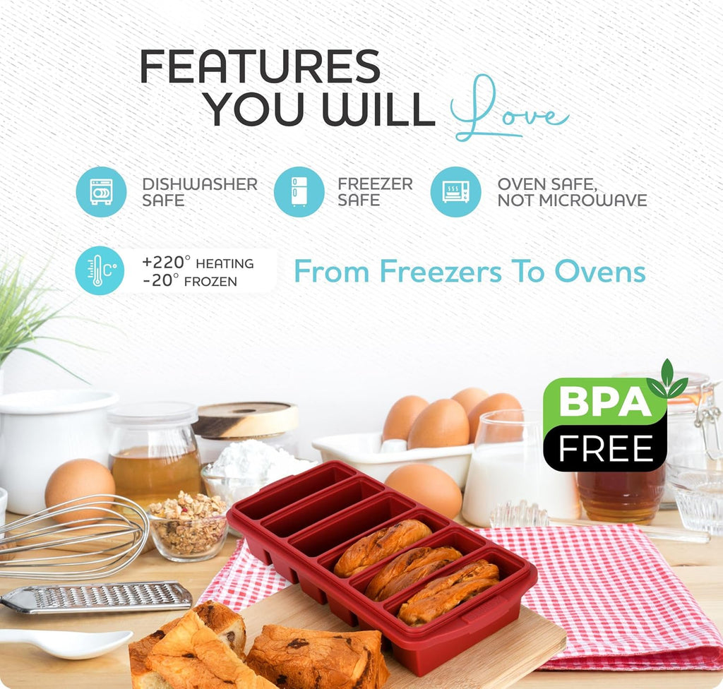 1/2 Cup Silicone Freezer Tray With Lid - Silicone Freezer Molds 2-Pack For meal prep & freezing of various sauces and other dishes, makes 12 perfect 1/2 cup portions cubes,oven and dishwasher safe