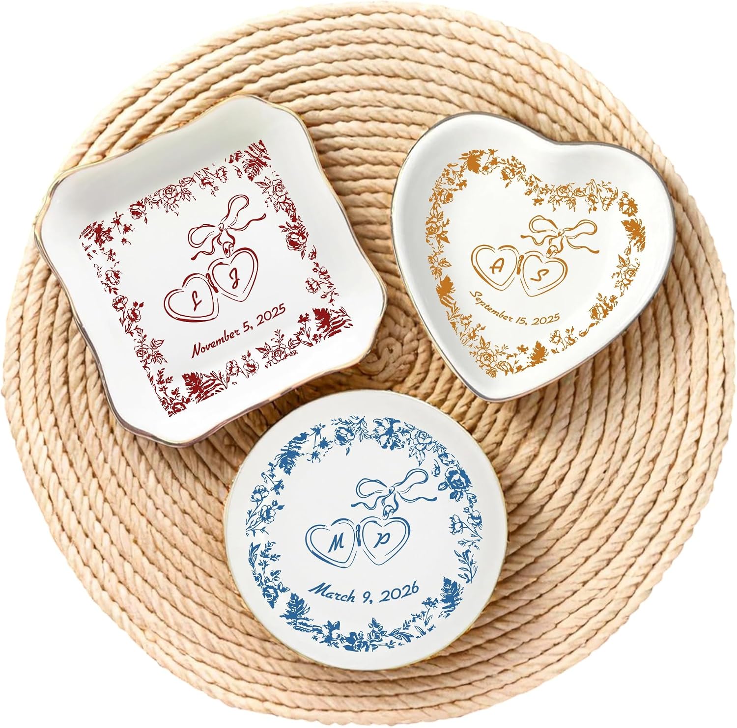 Custom Ceramic Ring Dish, Jewelry Tray, Personalized Trinket Jewelry Dish For Rings Earrings Necklaces Bracelet, Monogrammed Gifts For Women, Friends, Mother, Birthday Engagement and Christmas Gift