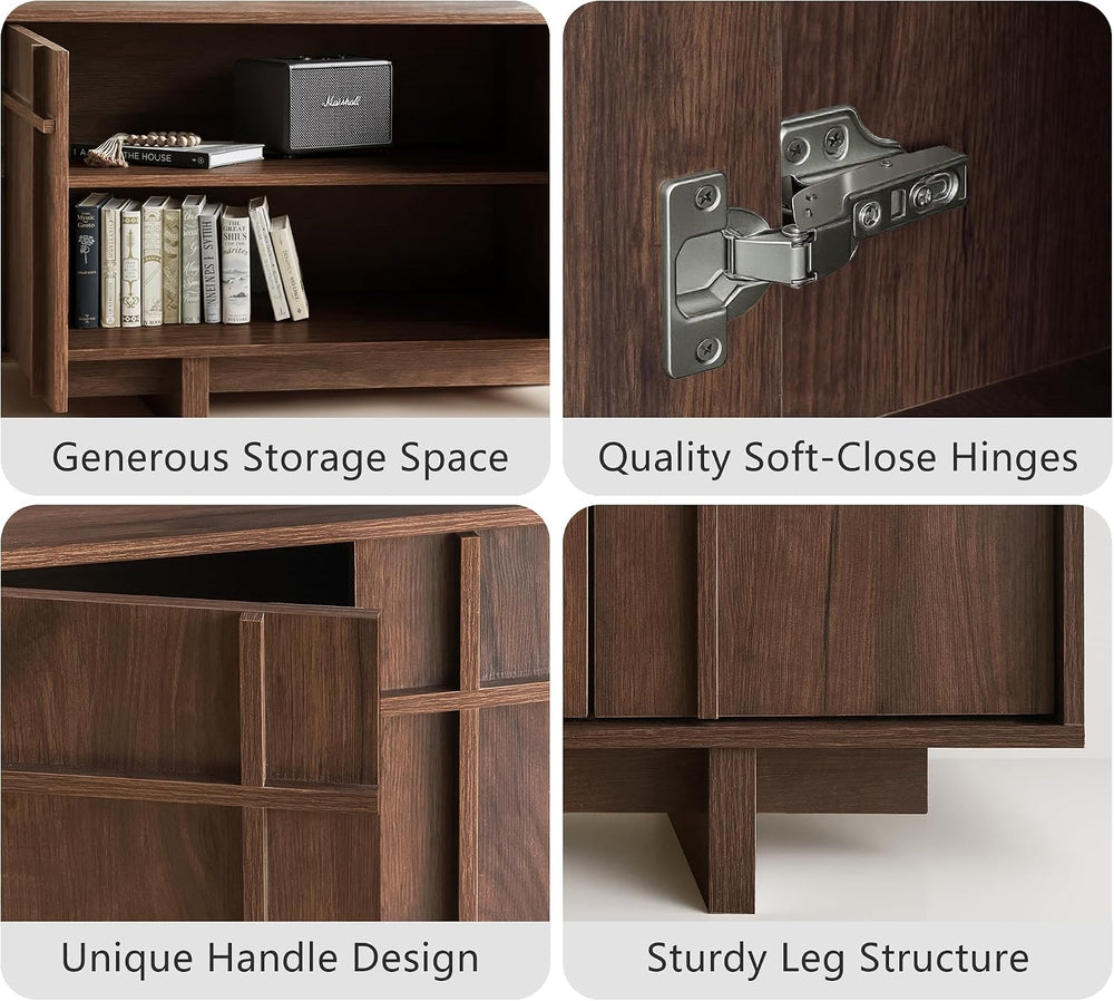 65.6" Mid Century Modern TV Stand for 75 Inch TV, Walnut | Media Console...