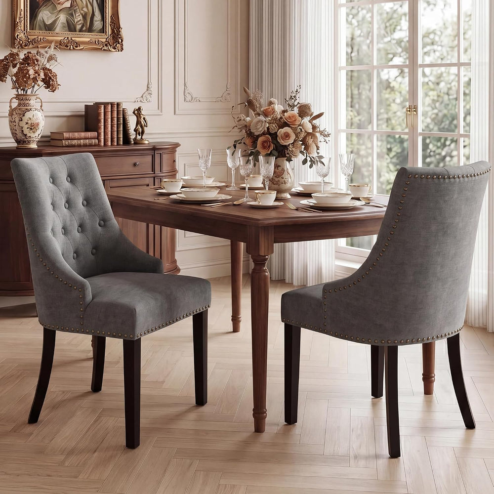 LSSBOUGHT Tufted Dining Chairs Set of 2, Modern Upholstered Accent Chairs wit...