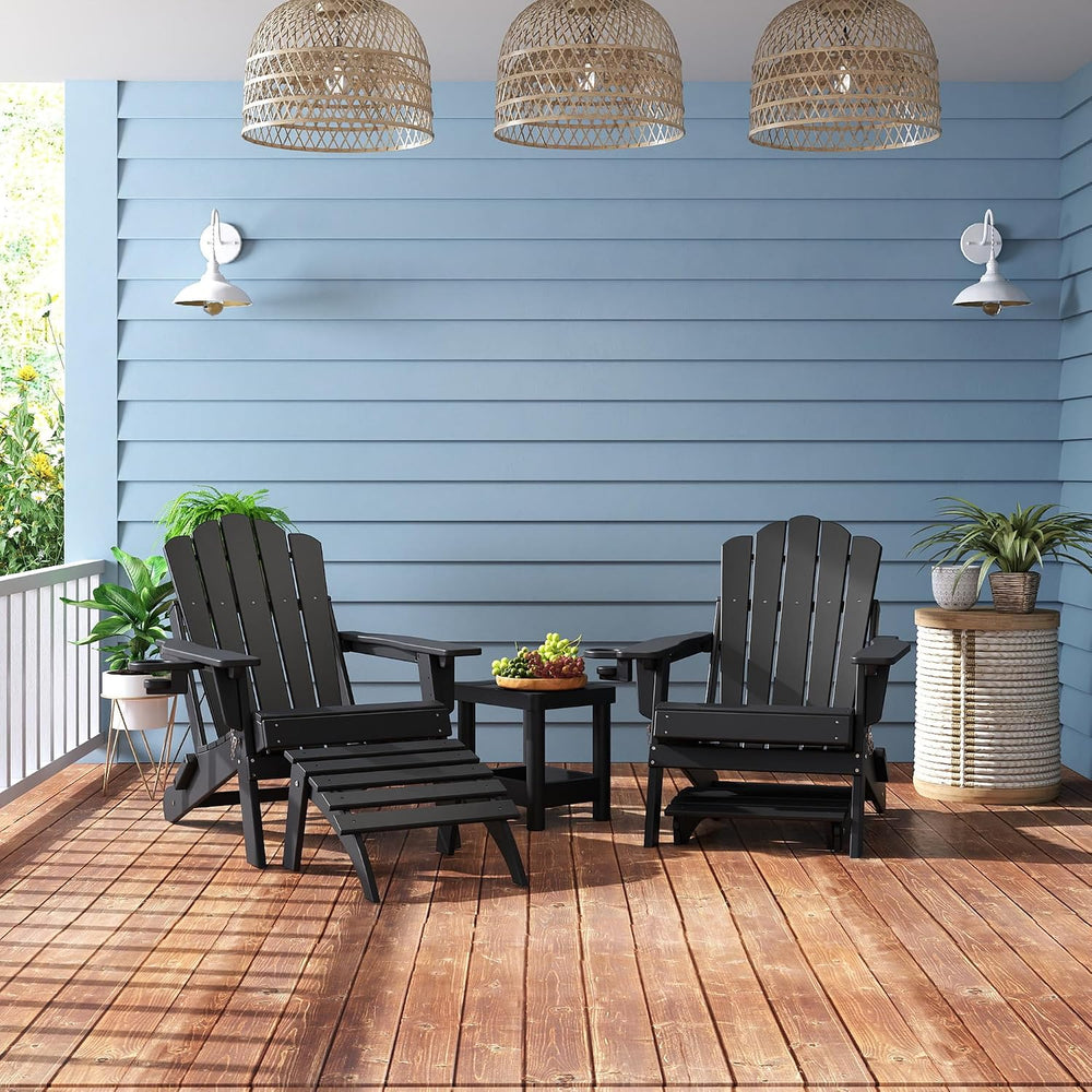 FOOWIN Folding Adirondack Ottoman Set of 4, HDPE All Weather Adirondack Footr...