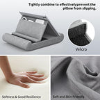 CreaDream Tablet Pillow Stand, Foldable Tablet Holder for Lap, Bed and Desk, Soft Pillow Pad with Pocket and Stylus Mount, for 4-13" Tablets, Like iPad Pro 11, 13, Air, Mini, Kindle, Galaxy Tab, Grey