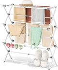 APEXCHASER Drying Rack Clothing - 3 Tier Metal Clothes Drying Rack Collapsible, Laundry Drying Rack Expandable, Small Clothe Airer for Baby Clothes Towel Bib Sock Indoor Outdoor Use(White)