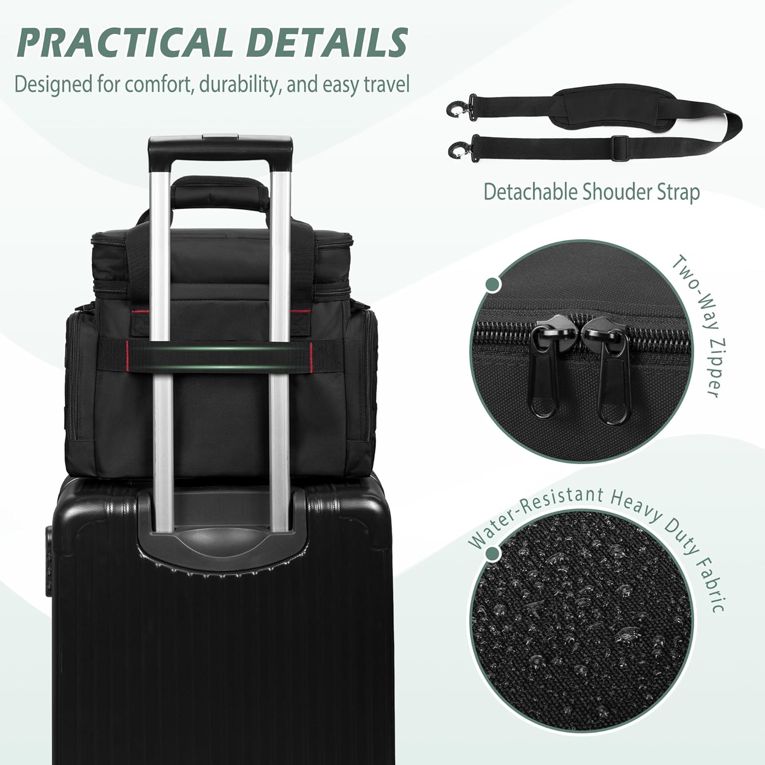 Medicine Organizer Bag with Insulated Pocket for Travel, Pill Bottle Storage Bag with 4 Customized Dividers & Shoulder Strap for Medication, Insulin and First Aid Supplies, Black (Bag ONLY)