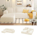 KINGYES 107'' Modular Sectional Sofa, L Shaped Cloud Couch for Living Room, Modern Plush Corduroy Boneless Sofa with Chaise for Bedroom, Beige