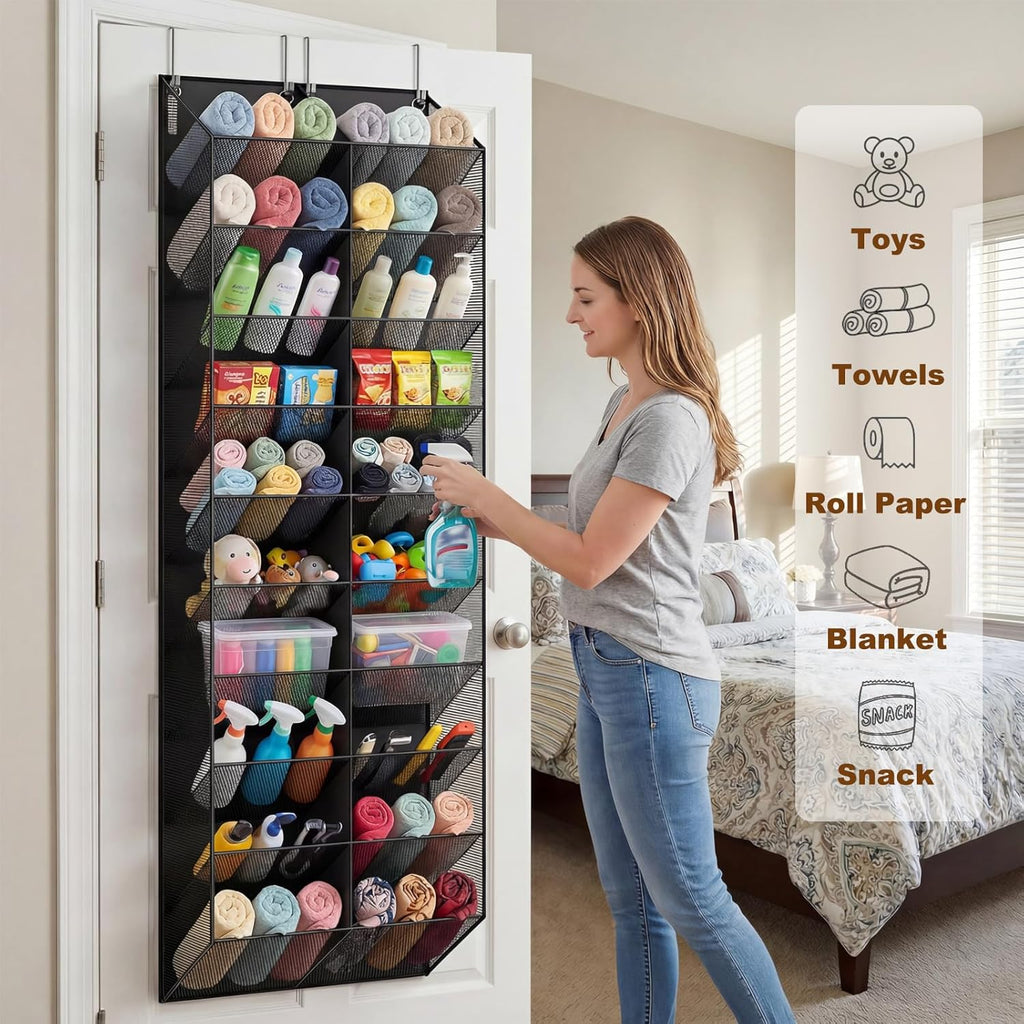 Over the Door Shoe Organizer for 20-30 Pairs, 10-Tier, Black