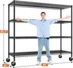 REIBII 60" W Storage Shelves 2878LBS Metal Shelving Unit with Wheels Heavy Duty Garage Shelving Adjustable Wire Shelves for Pantry,Kitchen,Garage,Basement,Business,Warehouse,School,60”W ×24”D×65.3”H