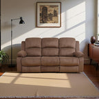 Recliner Sofa Set Couches for Living Room Chair Pineapple Velvet Fabric Living Room Furniture Sets, Adjusted Loveseat Reclining Couch Furniture Sofa Set for Theater Seating, 3-Seater, Brown
