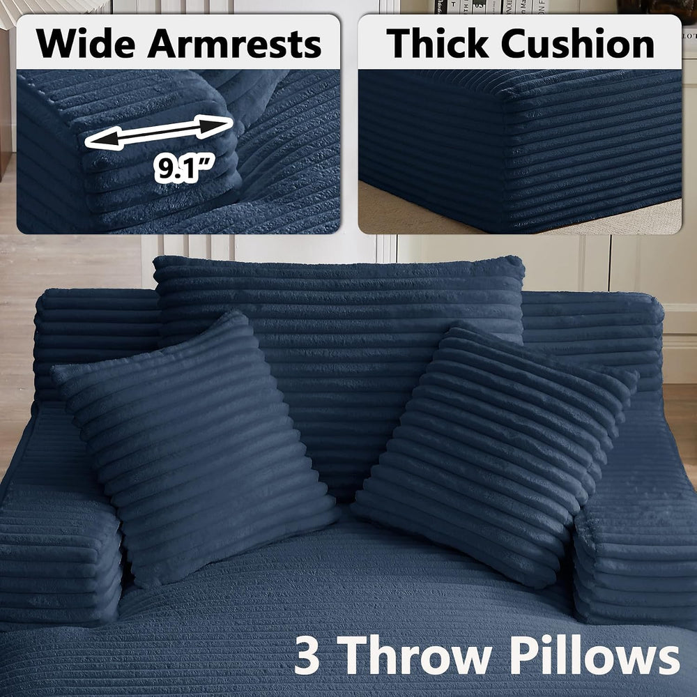 Oversized Chaise Lounge Chair Indoor, Corduroy Lounge Chair and Floor Couch w...