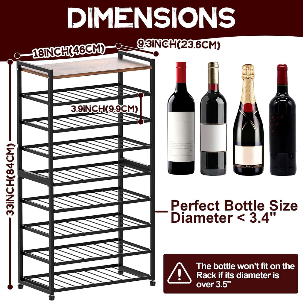 40 Bottle Wine Rack Freestanding Floor, 8-Tier Wine Storage Racks with Table ...