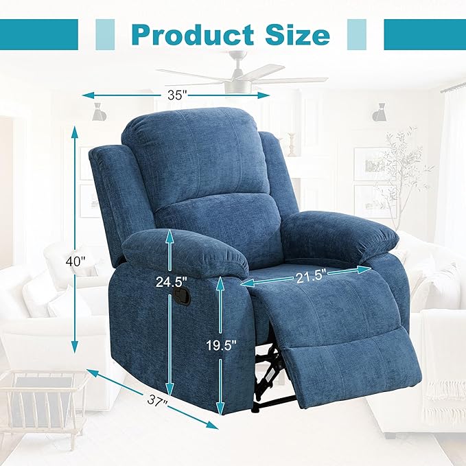 Recliner Sofa Set Couches for Living Room Chair Fluffy Fabric Living Room Furniture Sets, Adjusted Reclining Couch Furniture Sofa Set for Theater Seating, Light Blue