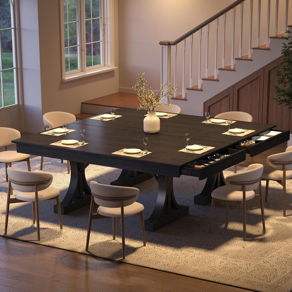 GarveeHome Dining Table for 6-8 with 2 Drawers,71-Inch Industrial Dining Tabl...