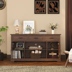 ARTPOWER TV Stand with 3 Drawers for TV up to 65'', Wood Mid Century Television Cabinet with Adjustable Shelves, Entertainment Center with Storage, Console for Living Room, Walnut