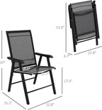 Outsunny Set of 4 Patio Folding Chairs, Stackable Outdoor Sling Patio Dining Chairs with Armrests for Lawn, Camping, Dining, Beach, Metal Frame, No Assembly, Black
