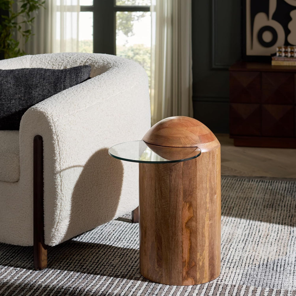 SAFAVIEH Home Collection - Cuban Accent Table with Round Clear Glass Top &amp...
