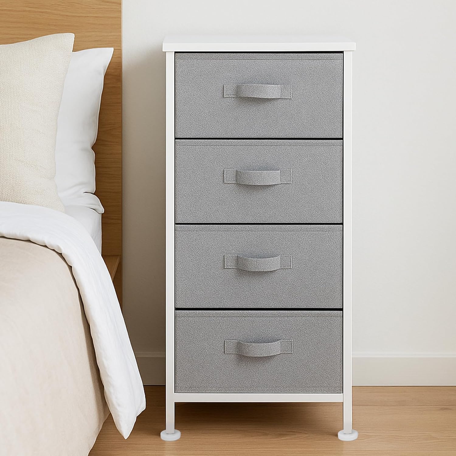 Amazon Basics Fabric 4-Drawer Storage Organizer Unit for Closet, White