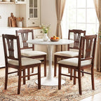 Giantex Wooden Dining Chairs Set of 2, Upholstered Kitchen Chairs with Solid Rubber Wood Frame, Hollowed Backrest & Soft Padded Seat, Armless Dining Chairs for Kitchen, Dining Room, Brown & Beige