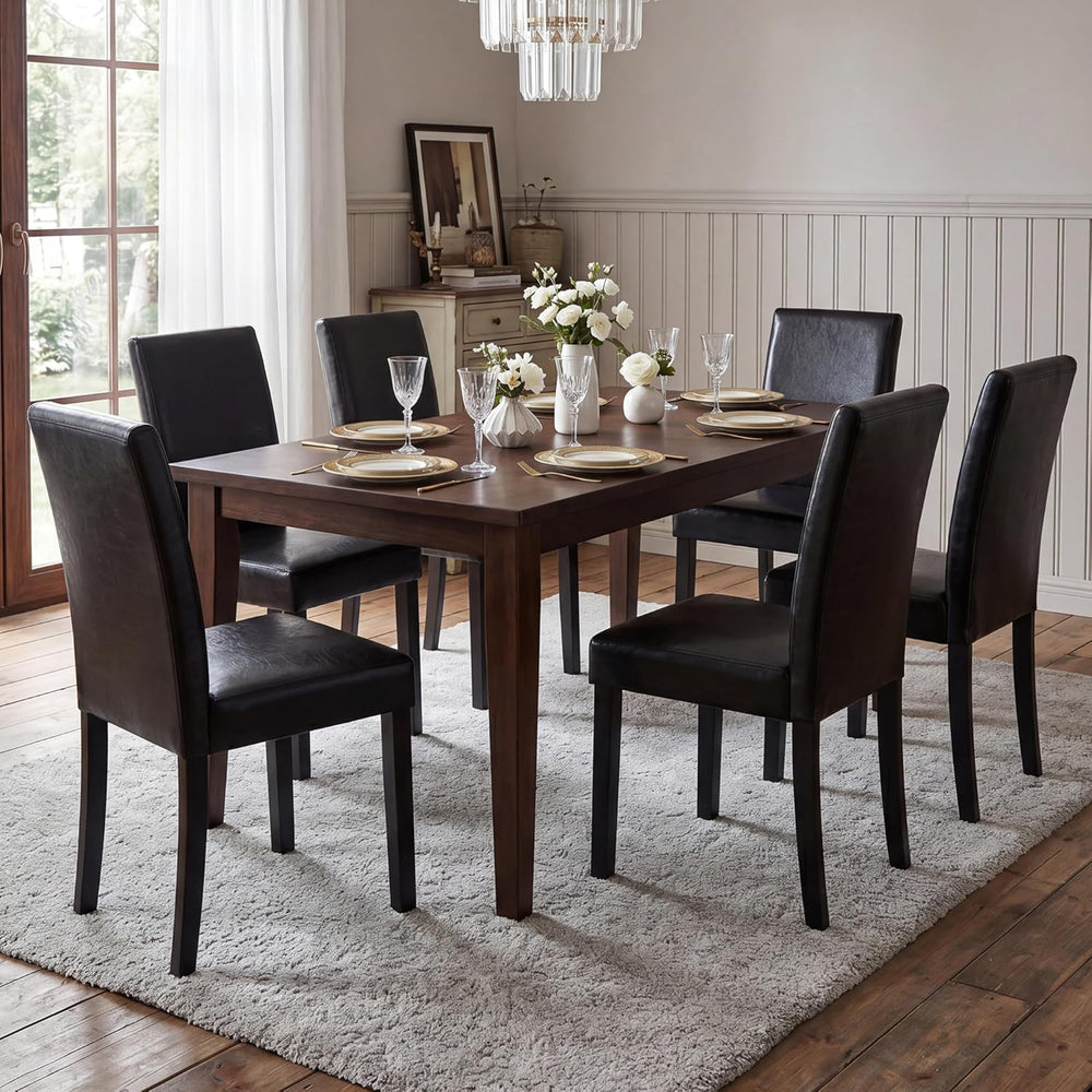 LSSBOUGHT Modern Dining Chair Urban Style Linen Kicthen Chairs with Solid Woo...