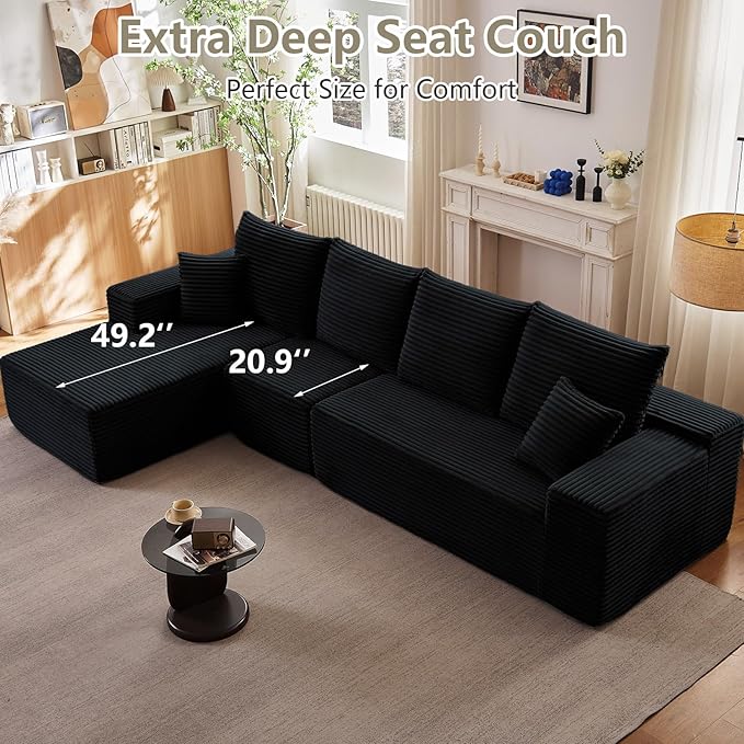 135" Modular Sectional Couches for Living Room, Comfy L Shaped Cloud Cou...