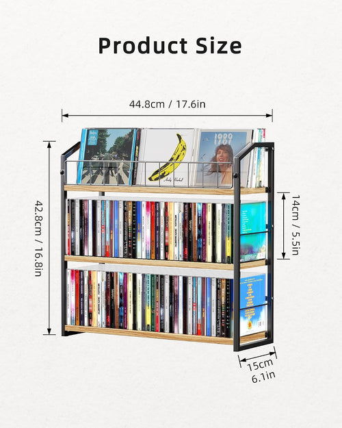 3-Tier CD Holder, CD Storage Rack for Non-slip Feet, Premium Display Organizer Tower for Collection, Modern Heavy-Duty Storage Shelf 11 lb Per Shelf Capacity, Store up to 123 CDs