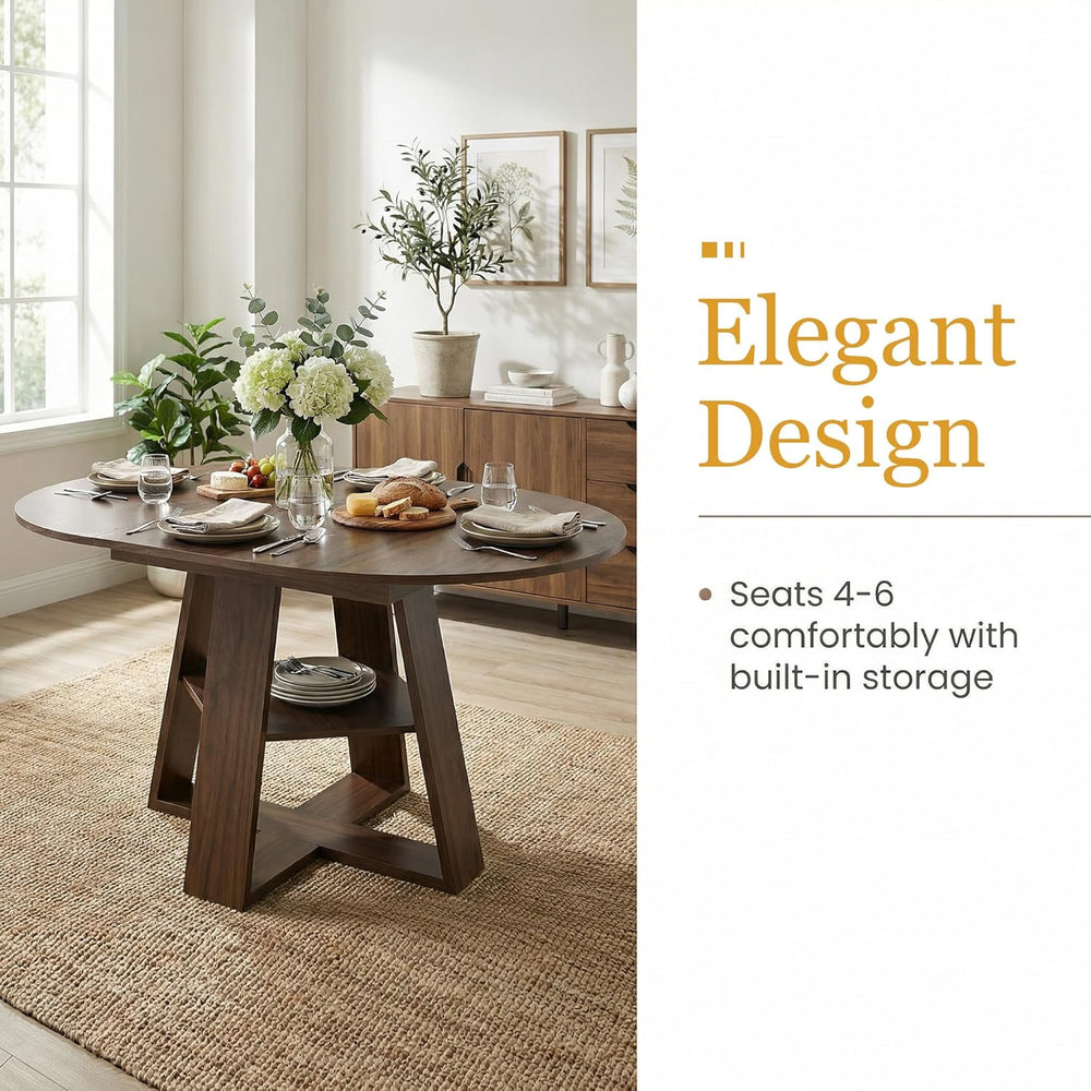 5-Piece Extendable Oval Dining Table Set, 43in-59in Wood Kitchen Table with 4...