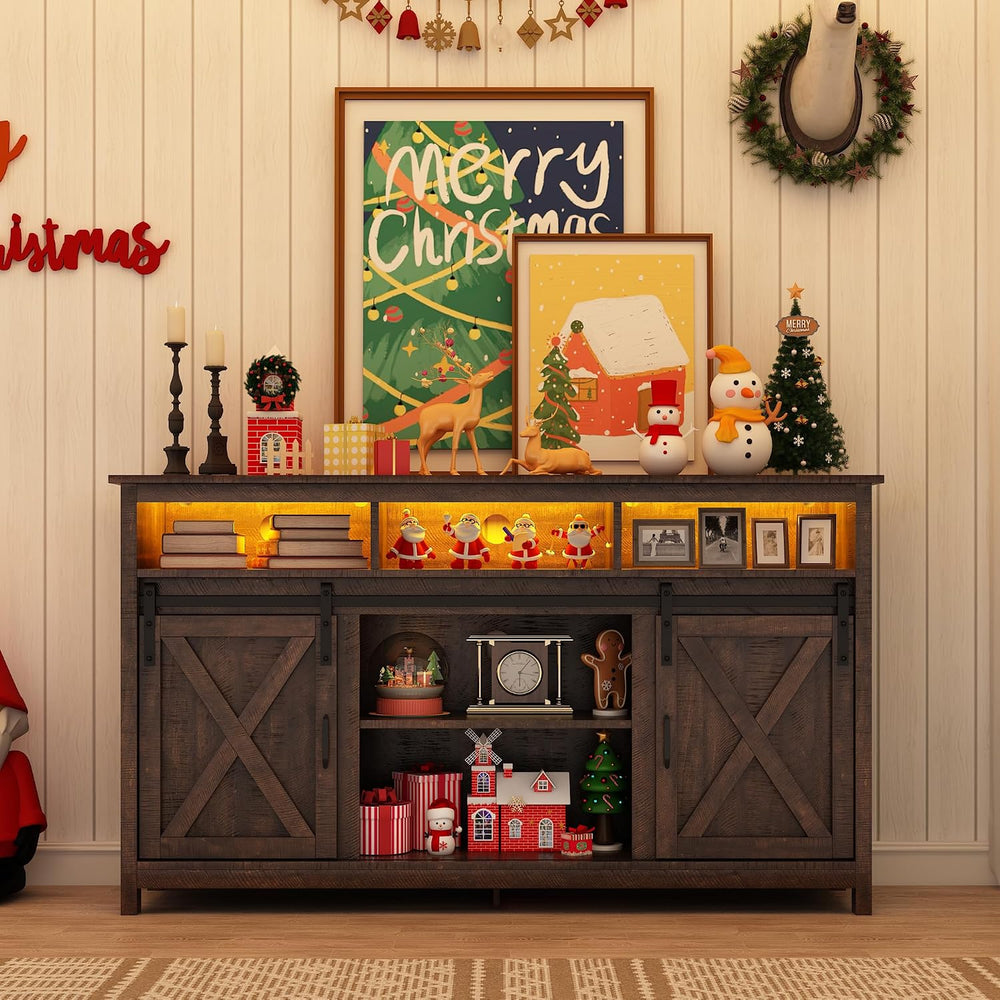 Vinctik 6&Fox 57In Wooden Farmhouse Entertainment Center for 60/65 inch T...