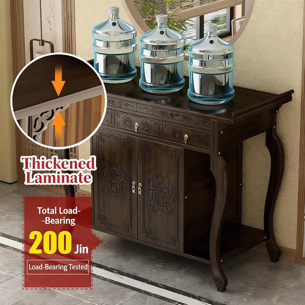 Bamboo Shrine Altar Table with Storage Personal Shrine Altar Table Buddha Nic...