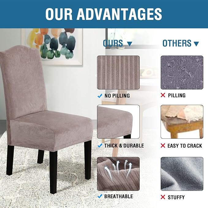 H.VERSAILTEX Velvet Dining Chair Covers Stretch Chair Covers for Dining Room ...