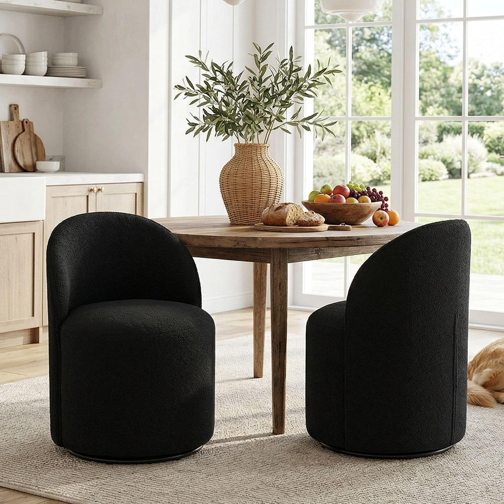 HNY Upholstered Swivel Dining Chairs Set of 6, Mid Century Modern Kitchen Rou...