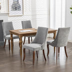 Mid Century Dining Chairs Set of 2, Gray Modern Kitchen & Dining Room Chairs Set of 2, Fabric Upholstered Kitchen Chairs, Sillas de Comedor, Wood Legs (Grey, 2 Pcs)