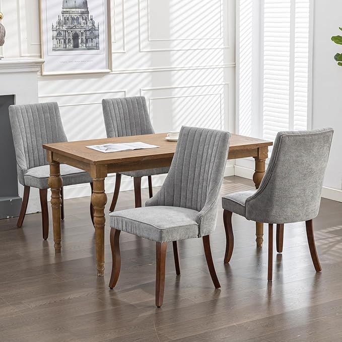 Gray Mid Century Dining Chairs Set of 4, Modern Kitchen & Dining Room Cha...