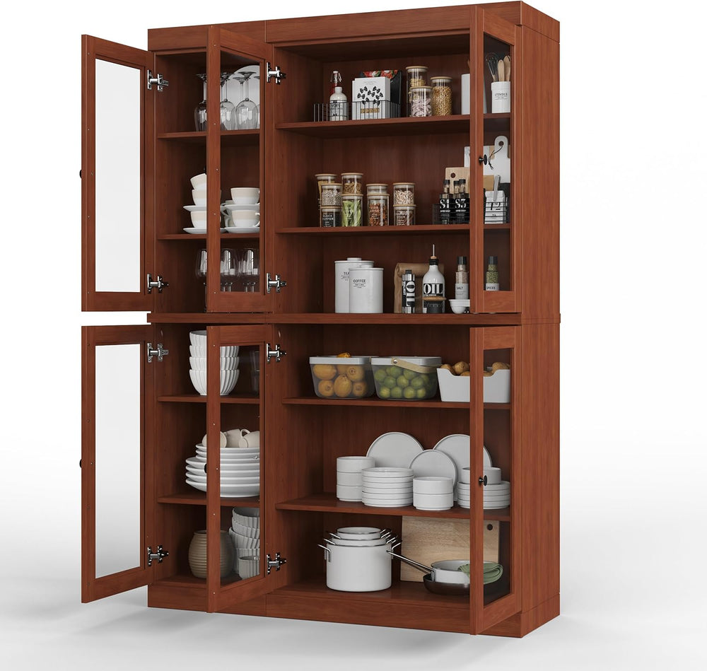 Palace Imports 100% Solid Wood 48.5" Pantry China Cabinet with Clear Gla...
