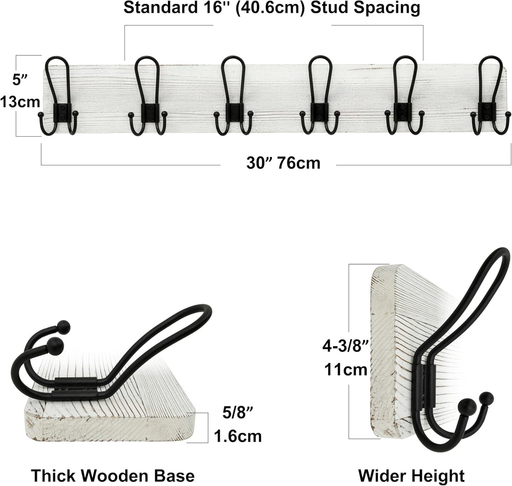 SKOLOO Coat Rack Wall Mount, Solid Wood Wall Mounted Coat Rack with Hooks, 30...