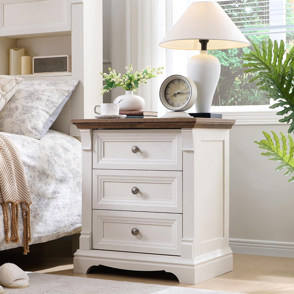 Farmhouse 26"H Nightstand Set of 2, 23.6"W End Table with Charging ...
